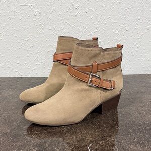 Coach Suede Leather Buckle Ankle Pauline Bootie Boots Brown 7B